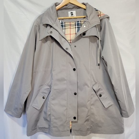Saphirose Windbreaker Anorak Gray Long Hooded Rain Lightweight Spring Jacket - Picture 2 of 11